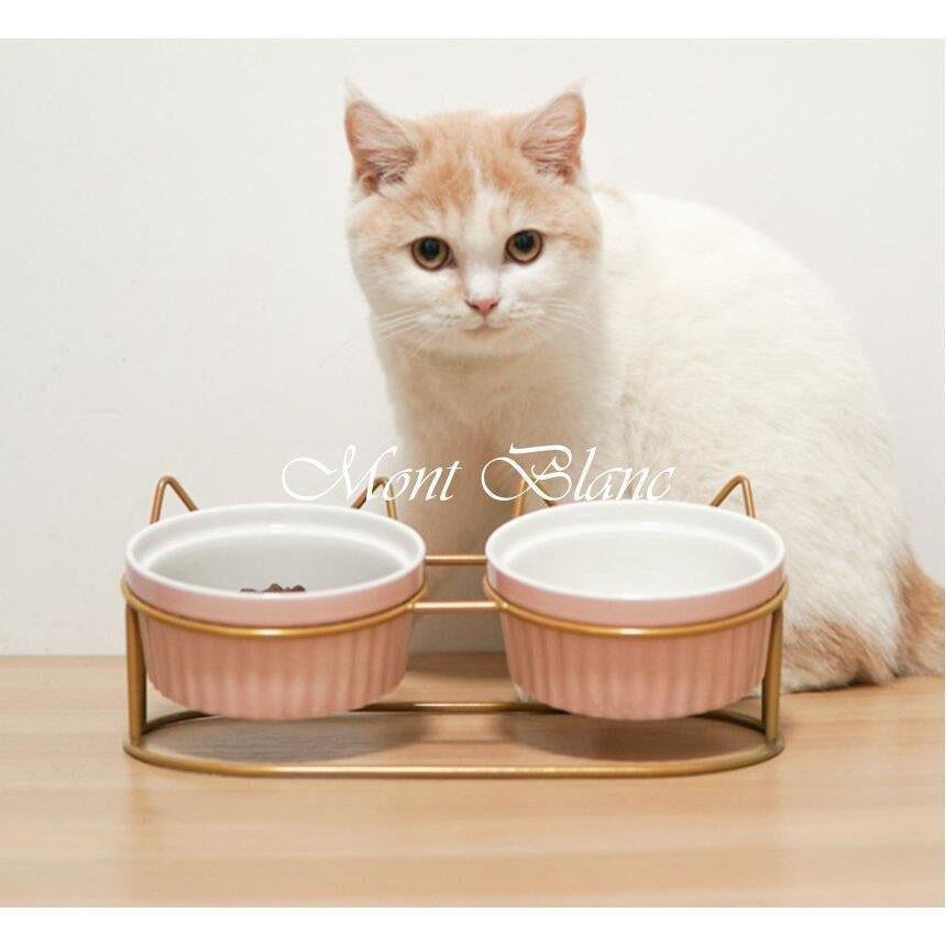 フードボウル 猫用 小型犬用 ペット食器 セラミックス 可愛い ピンク 猫柄 食器 陶磁器 焼き物ペット用 猫食器 餌やり 水やり用品